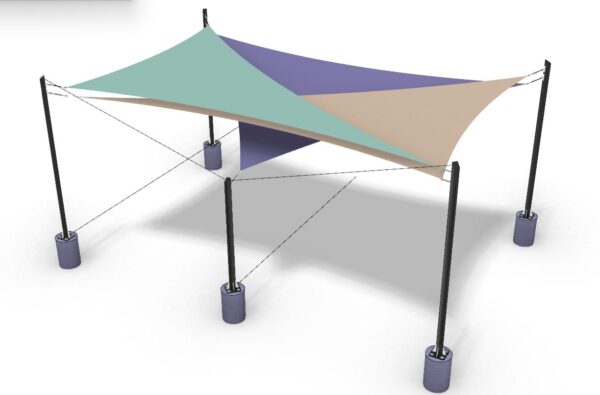 5 post, 3 point triangle structure