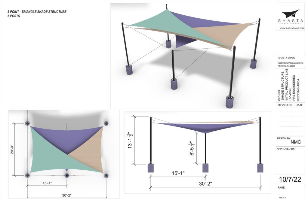 5 post, 3 point triangle structure plans