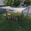 5 post, 3 point triangle structure - rear aerial view