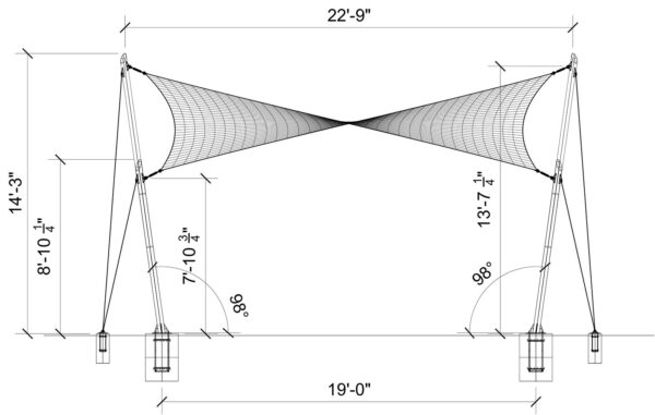 Hypar Shade Structure 001 - structure dimensions