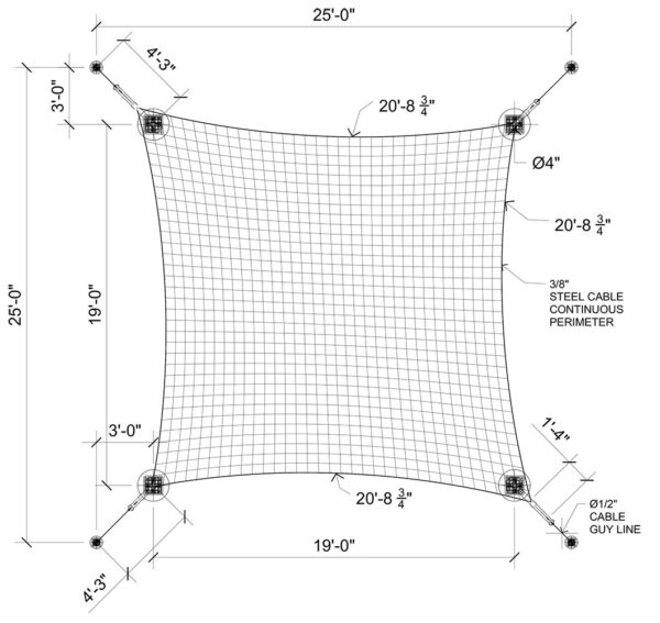 Hypar Shade Structure 001 - top dimensions