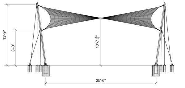 HYPAR SHADE STRUCTURE 002 25x25 - structure dims