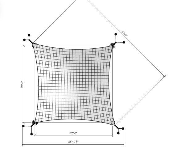 HYPAR SHADE STRUCTURE 002 25x25 - top dims