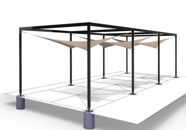 Hypar 004 Modular Shade Structure, showing three connected segments