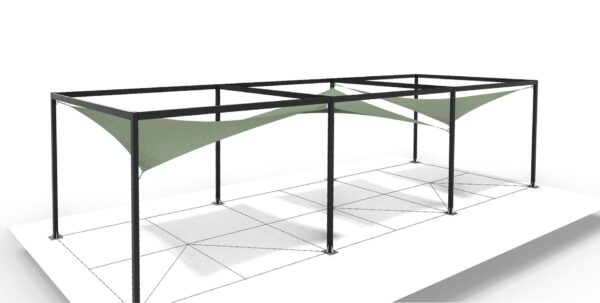 Hypar 005 16x16 Modular Shade Structure - rendering with 3 sections